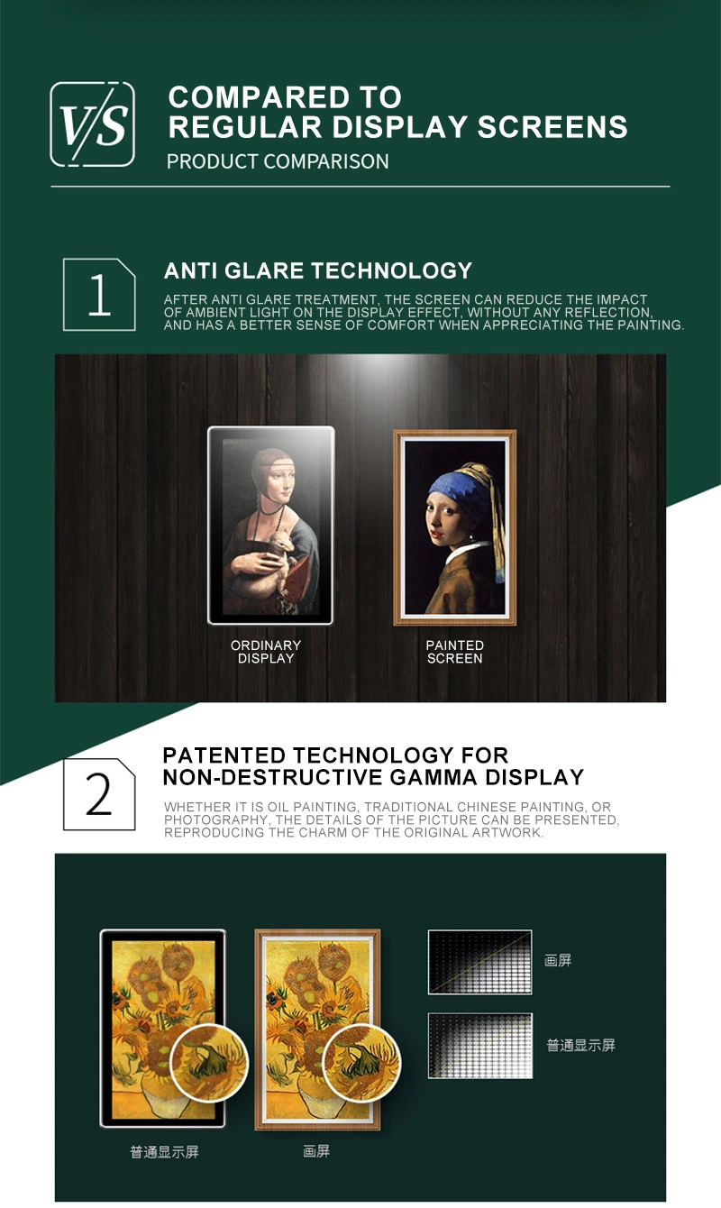 Art Gallery Exhibition Work Smart TV Frame Digital Museum Anti-Glare Matte LCD Digital Photo Frame