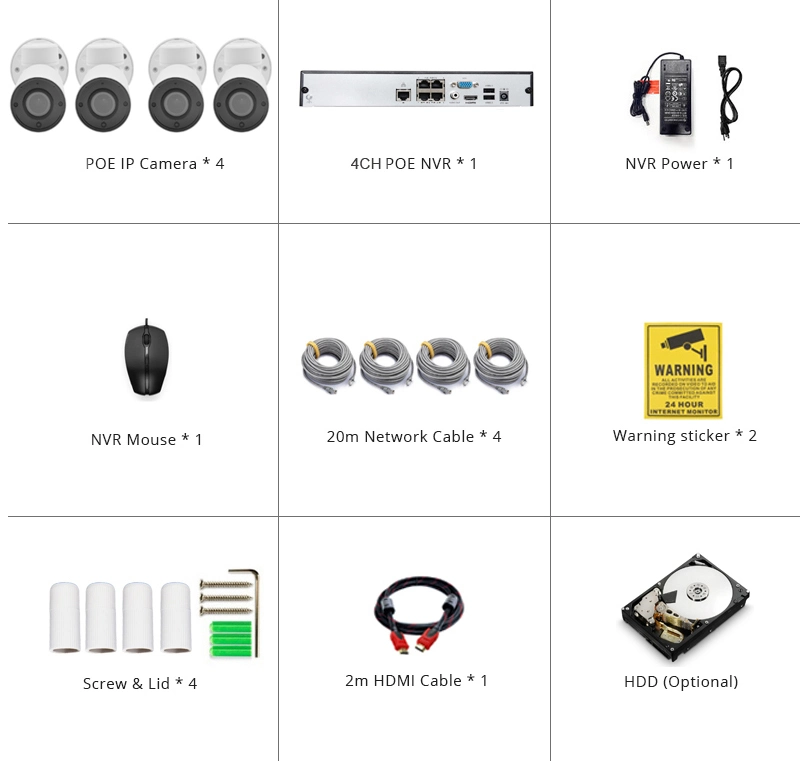 H. 265 4 Channel Poe NVR PTZ IP Cameras Kits CCTV System